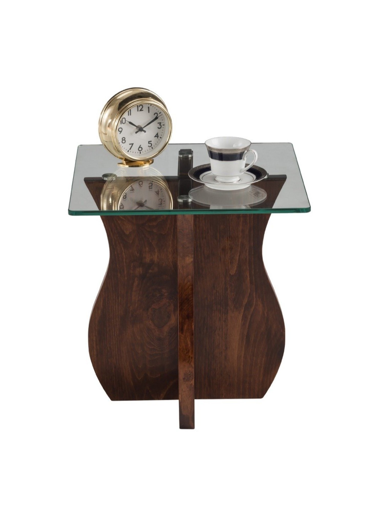 Durian Basil Dark Brown Solid Wood Side & End Table in Oak Finish