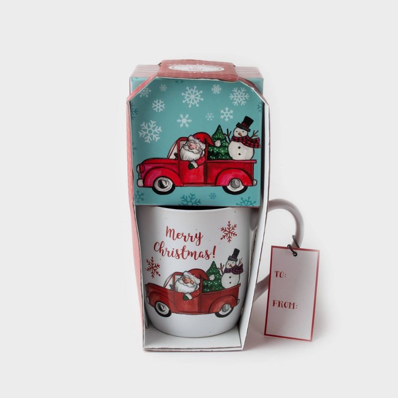 16oz Ceramic Snowman in Car Mug and Puzzle Gift Set - Peppermint & Pine