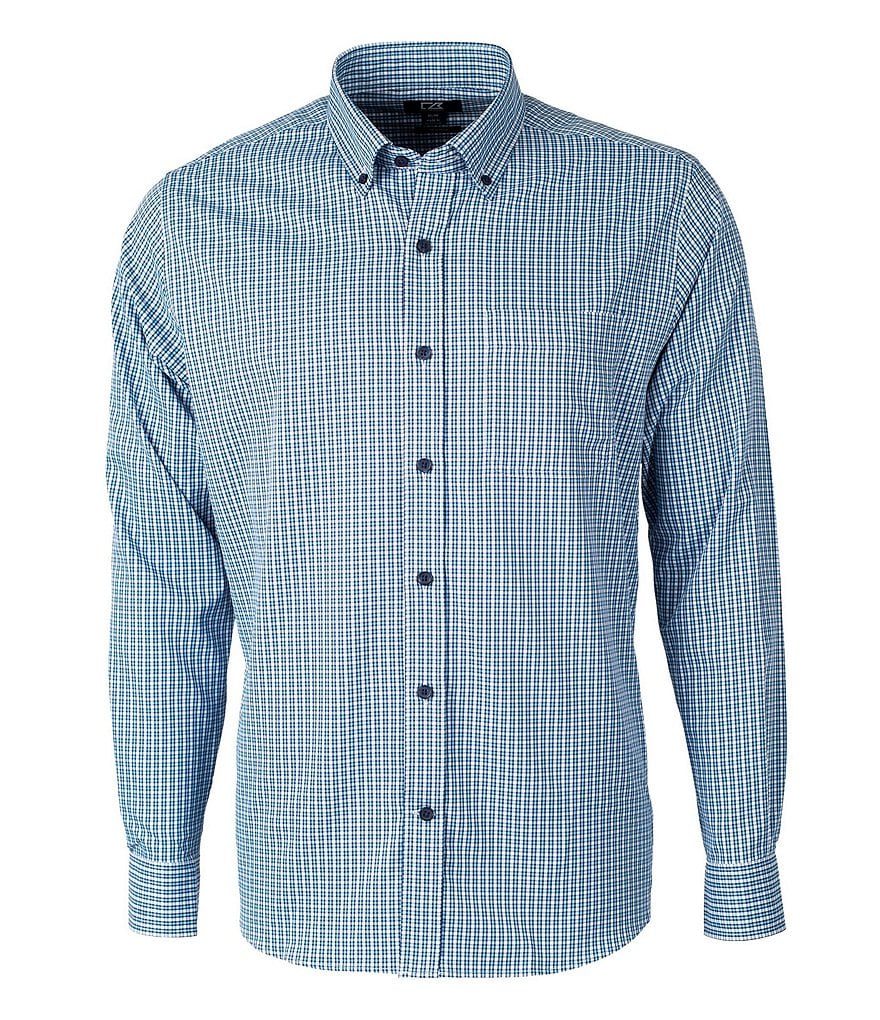Cutter & Buck Versatech Checked Long-Sleeve Dress Shirt
