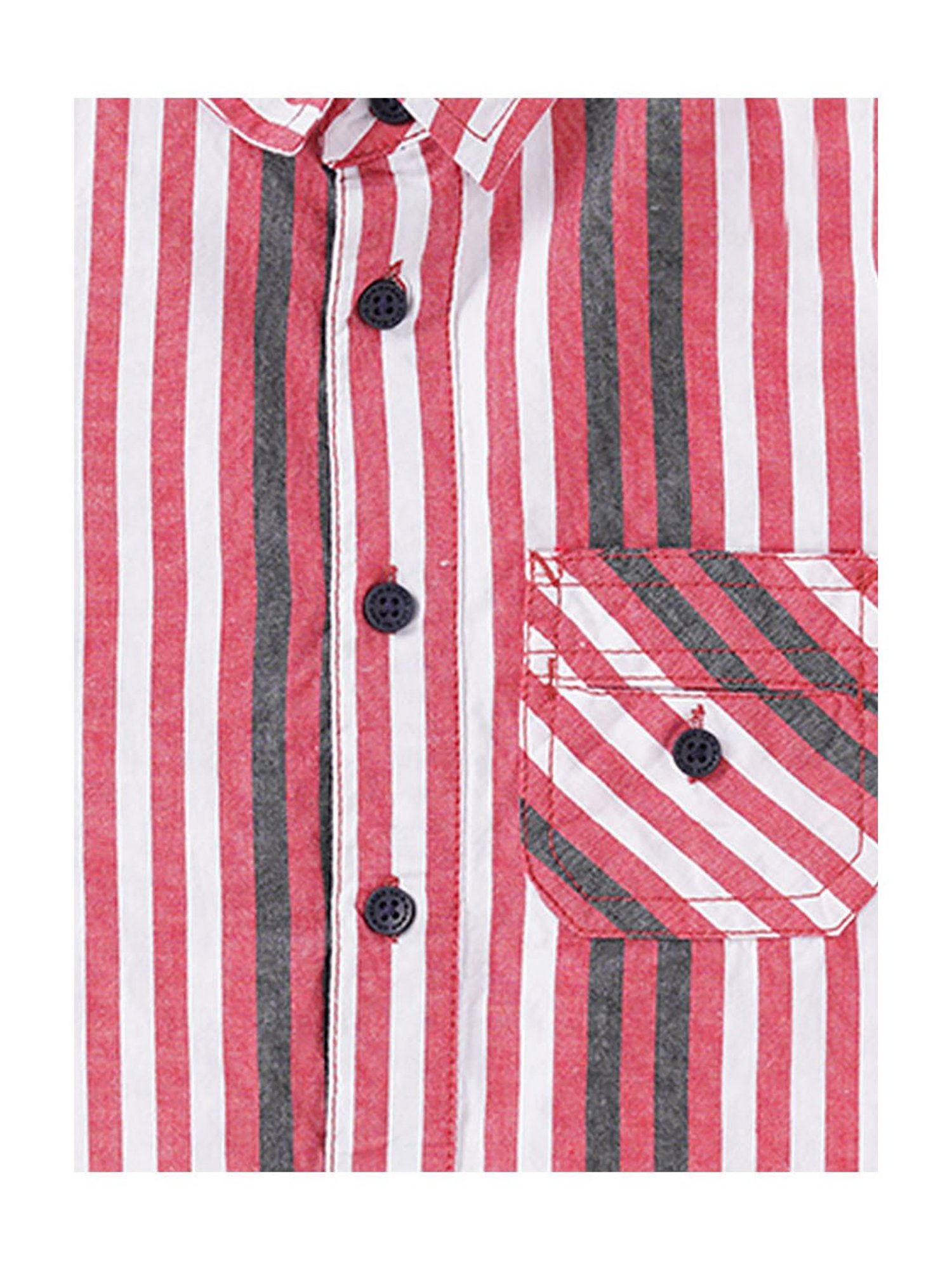 Ed-a-Mamma Kids Red & White Striped Full Sleeves Shirt