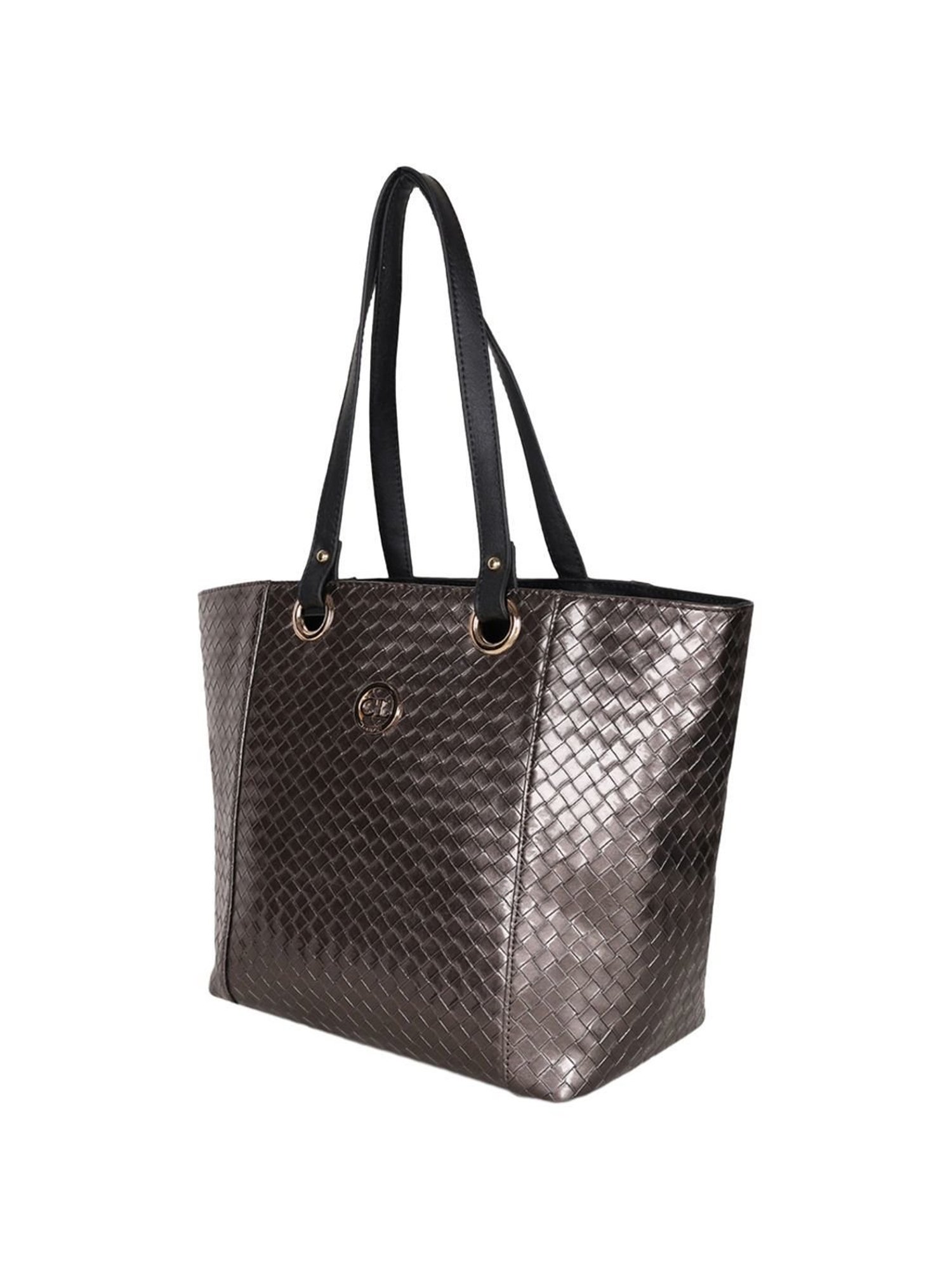 Carlton London Grey Textured Medium Tote Handbag