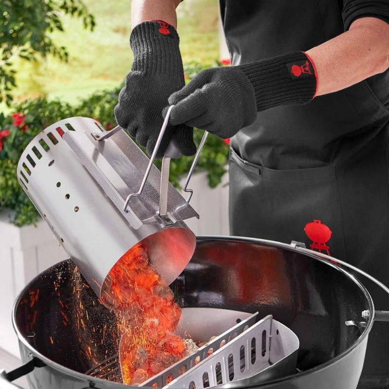 weber 6535 premium black grilling gloves, l/xl