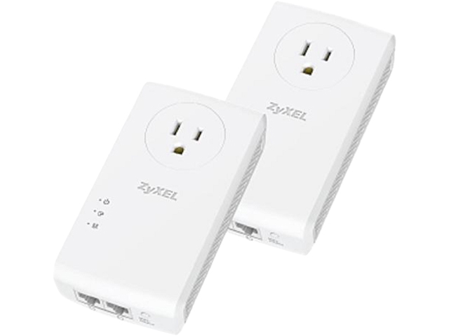 ZyXEL Pass-Thru Ethernet Adapter AV2000 Powerline 2-port Gigabit 2-Pack in Brown Box [PLA5456BBKIT]