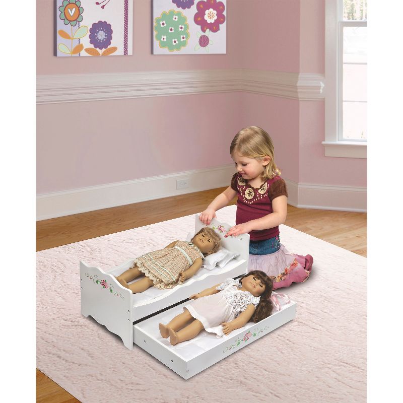 Badger Basket White Rose Doll Bed with Trundle
