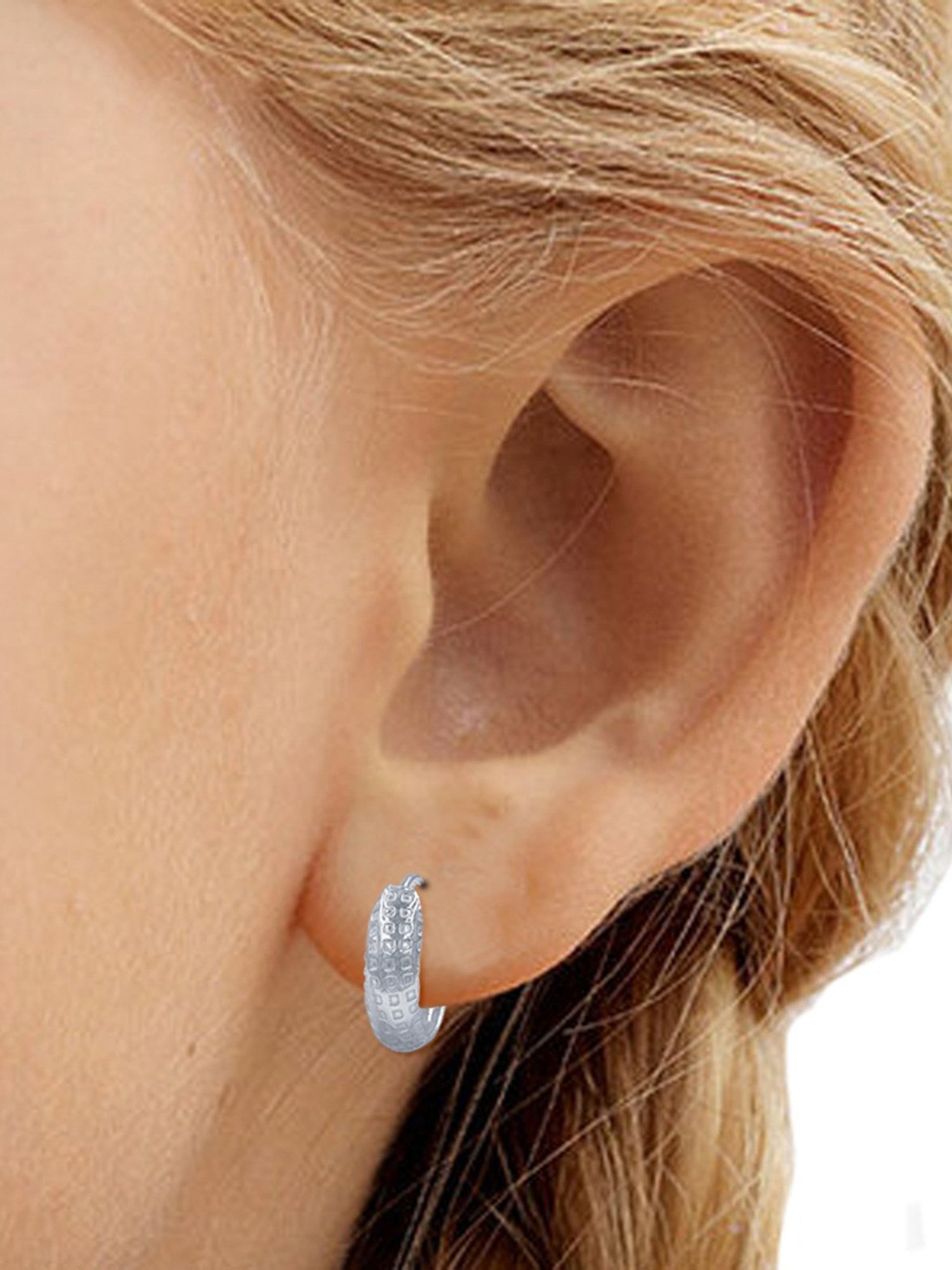 Taraash 92.5 Sterling Silver Texture Design Hoop Earrings for Women