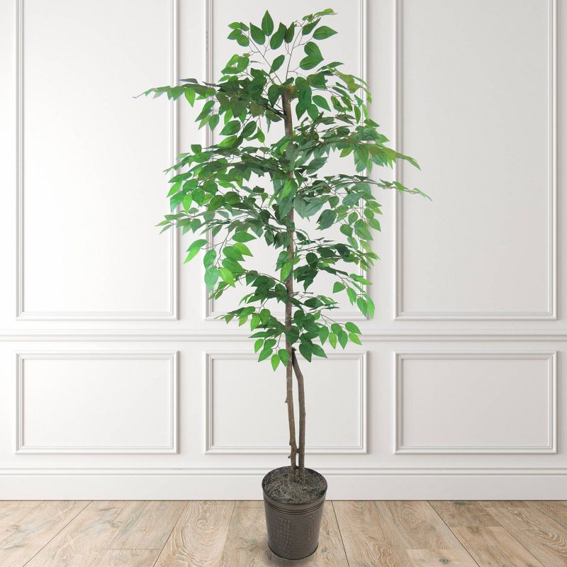 6' Artificial Ficus Tree in Metal Container Green - LCG
