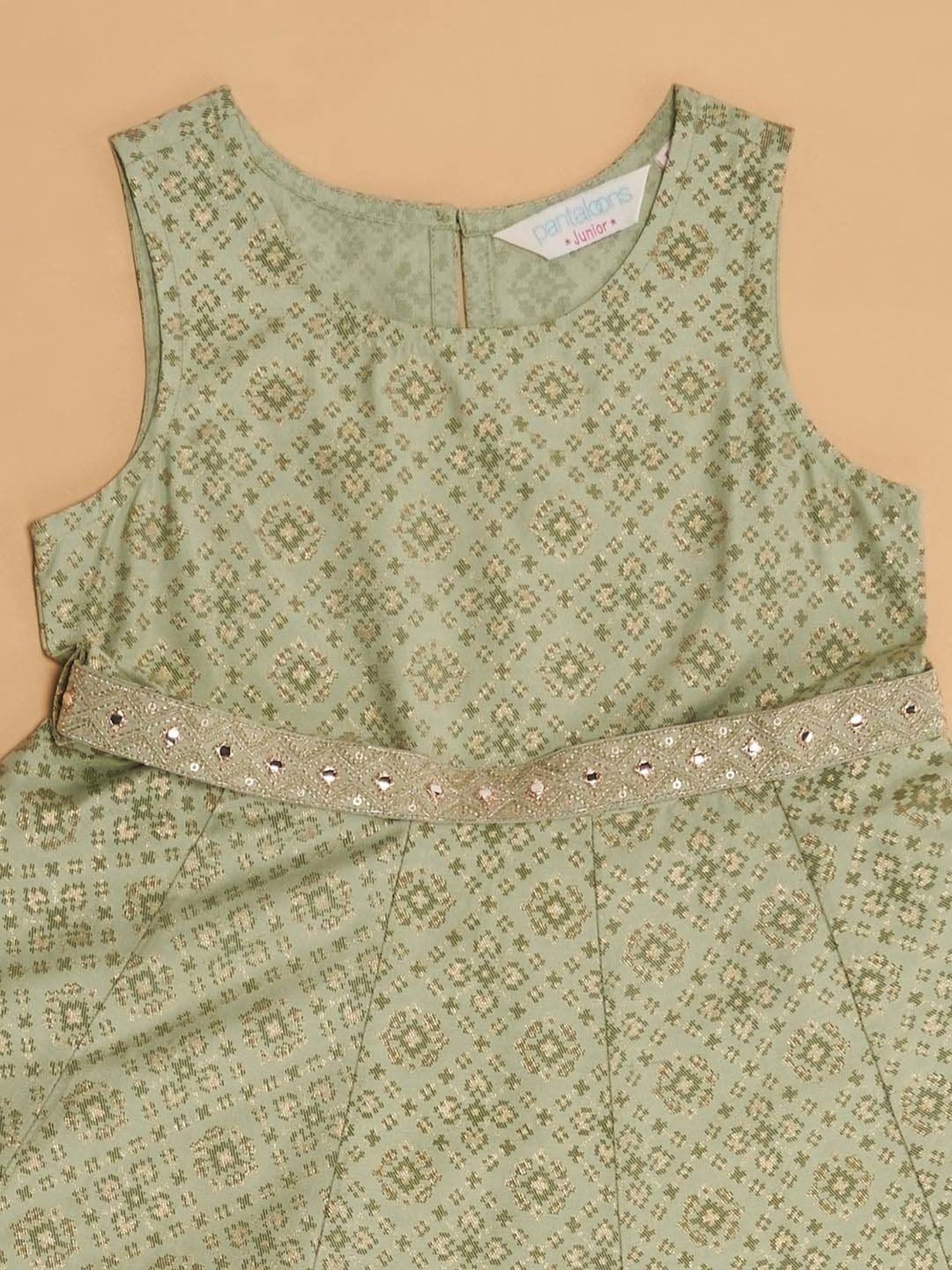 Akkriti by Pantaloons Kids Green Printed Dress