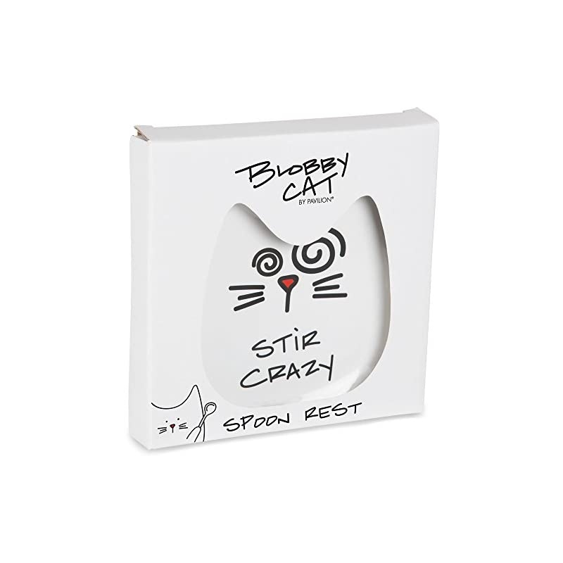 Blobby Cat, Cat Spoon Rest "Stir Crazy", 5", White