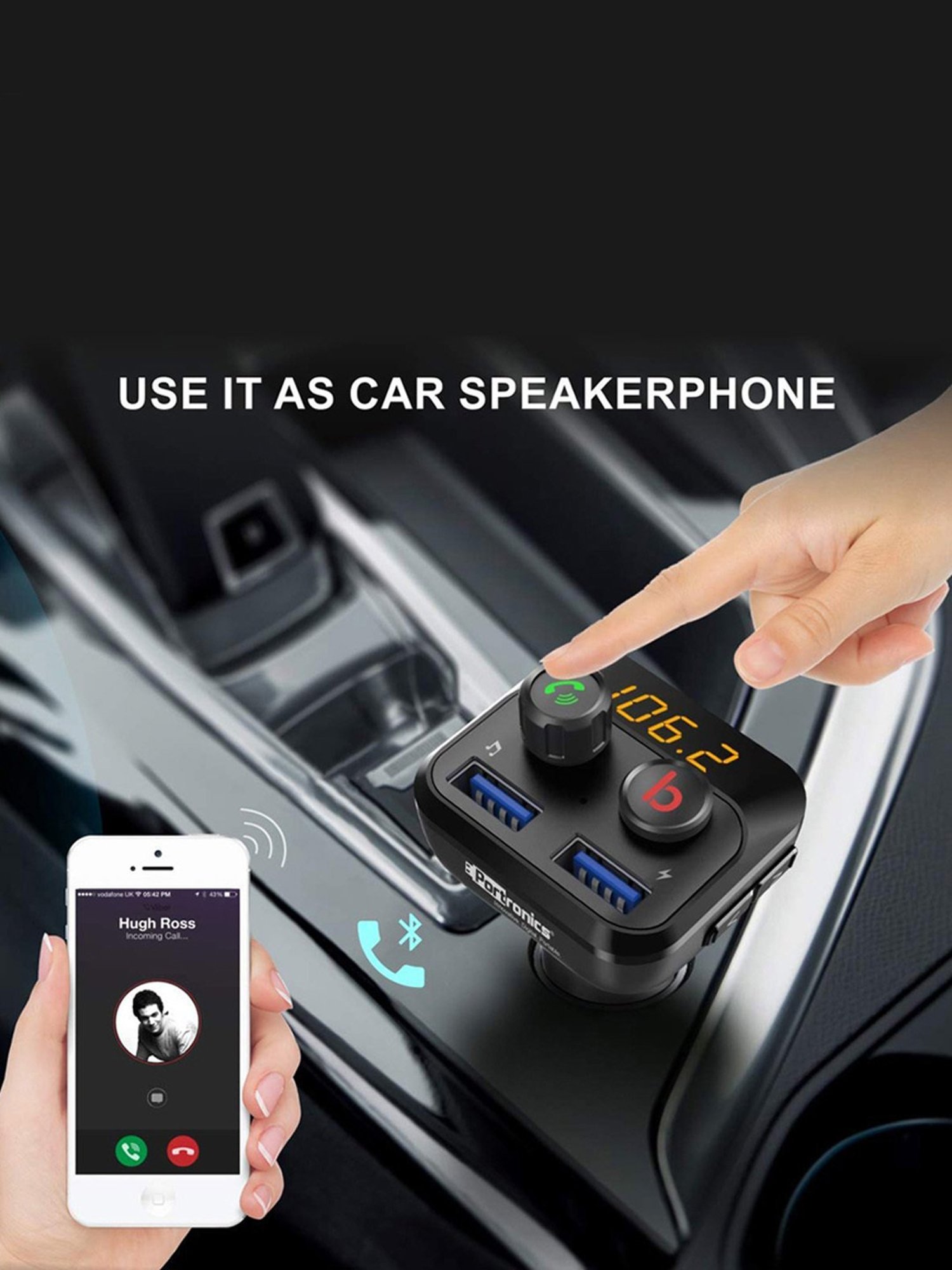 Portronics Auto 10 POR-320 3.4A Dual Port Car Charger (Black)