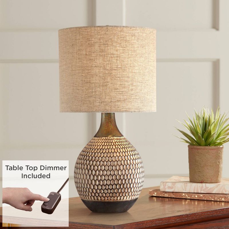 360 Lighting Emma Brown Ceramic Mid-Century Table Lamp with Table Top Dimmer