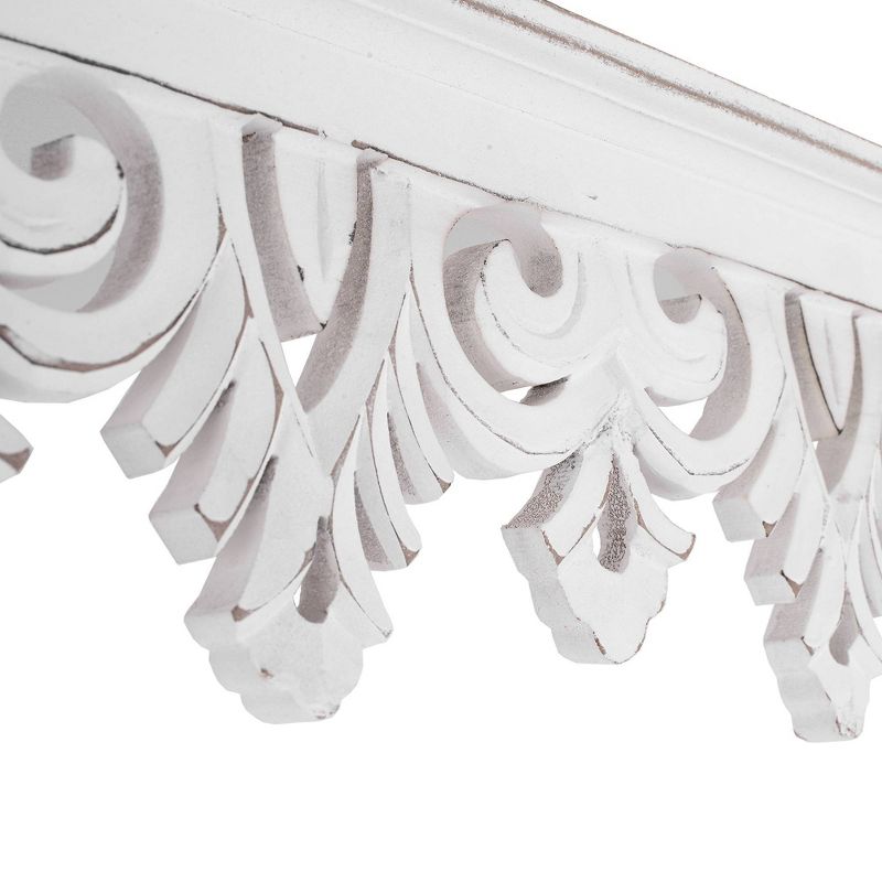 Hand Carved Wood Floating Wall Shelf Whitewashed - Crystal Art Gallery