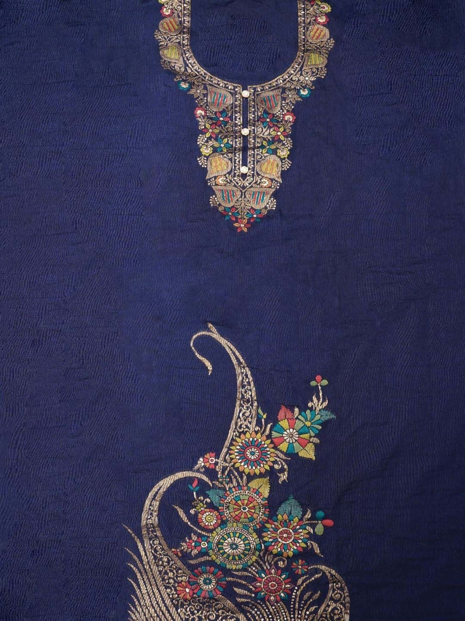 Jaipur Kurti Blue Woven Pattern Unstitched Dress Material