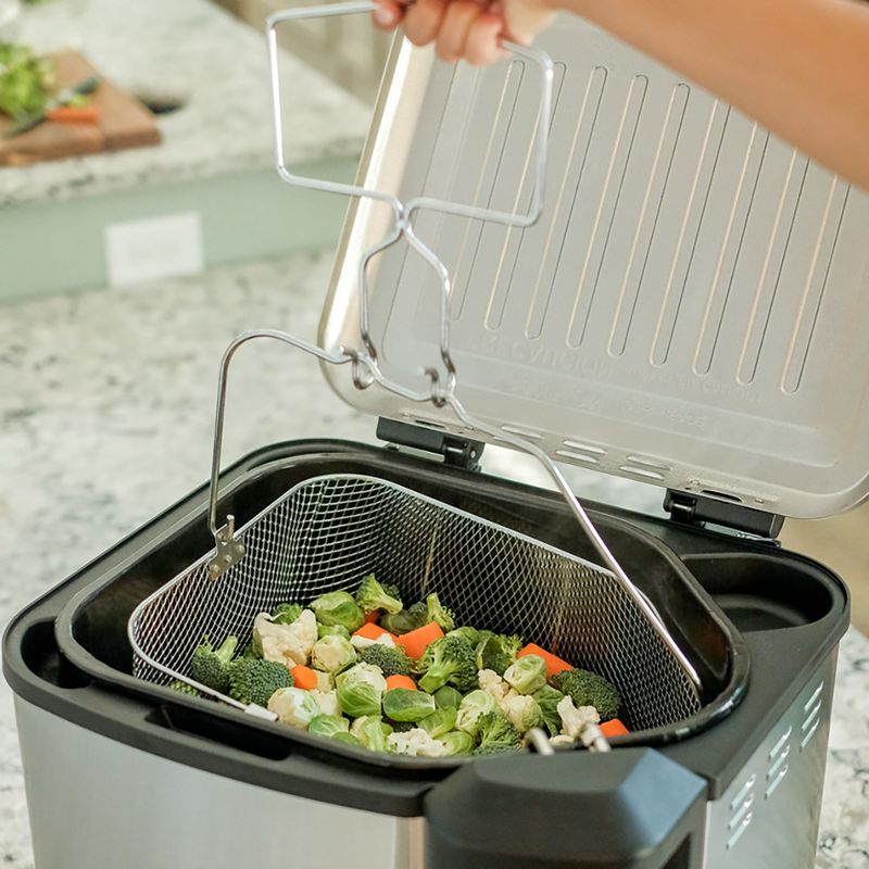 Masterbuilt MB20010118 Electric Kitchen 3-in-1 Deep Fryer Boiler Steamer Cooker Appliance with Basket for Versatile Kitchen Fry Cooking, Silver