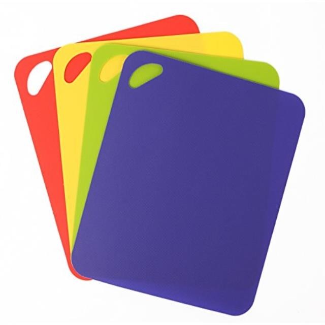 dexas heavy duty grippmat flexible cutting board set of four, 11.5 by 14 inches, blue, green, yellow, red