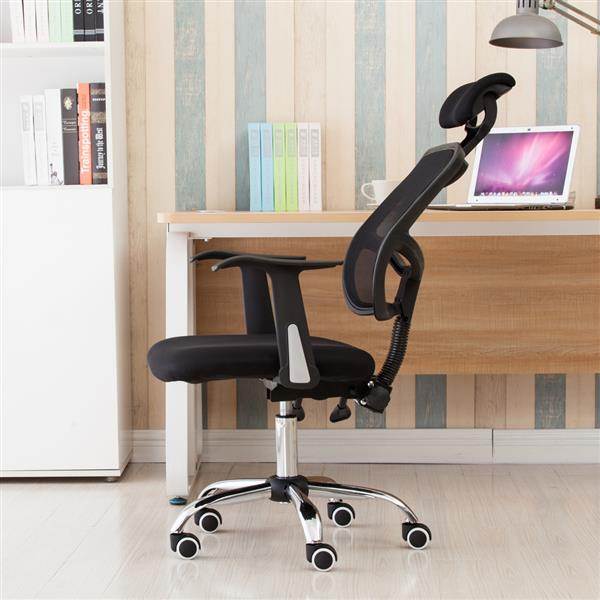 Mesh Back Gas Lift Back Tilt Adjustable Office Swivel Chair with Headrest & Armrests Support Computer Ergonomic Mesh Seat With Armrest