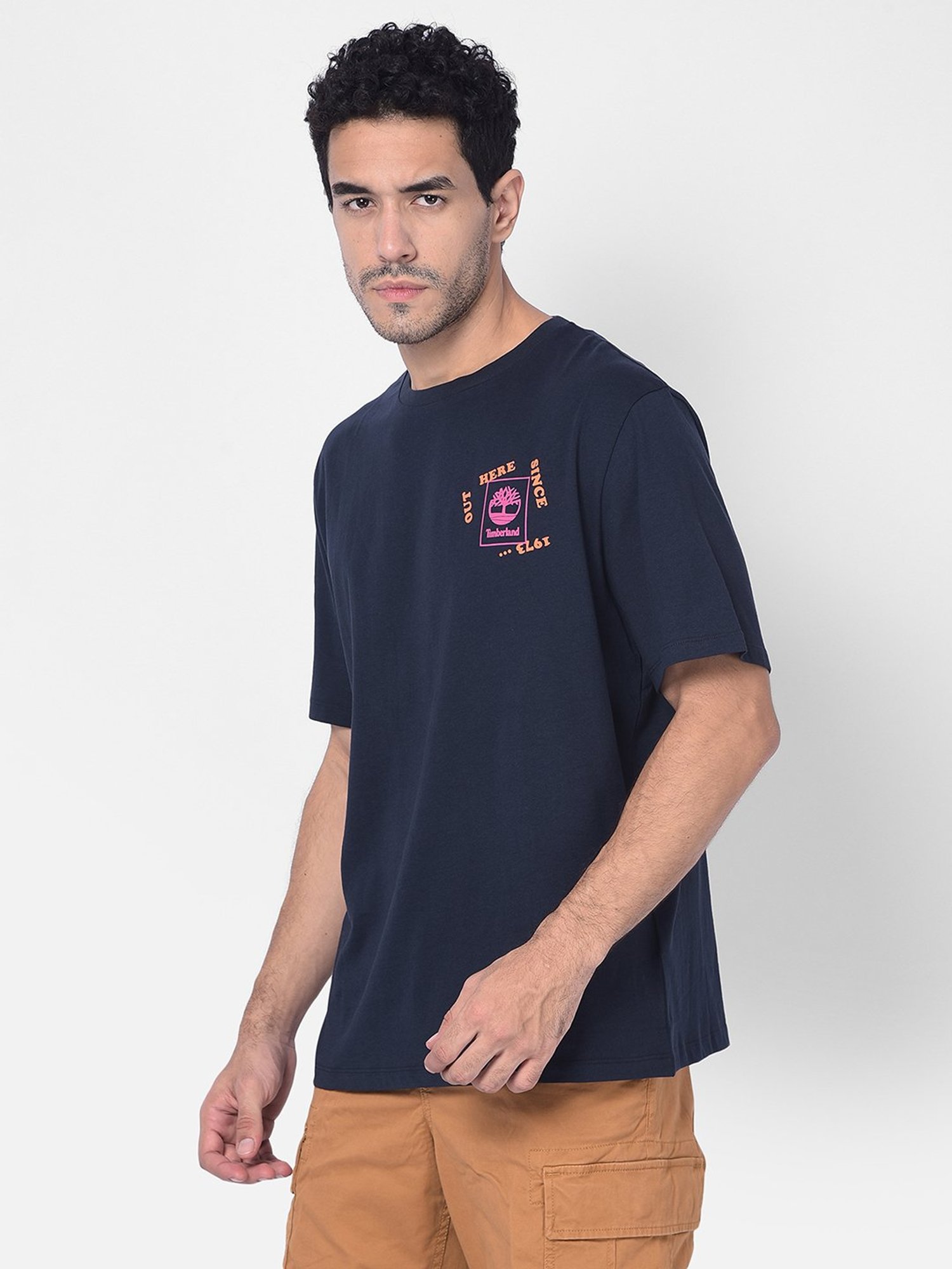 Timberland Navy Regular Fit Printed Crew T-Shirt