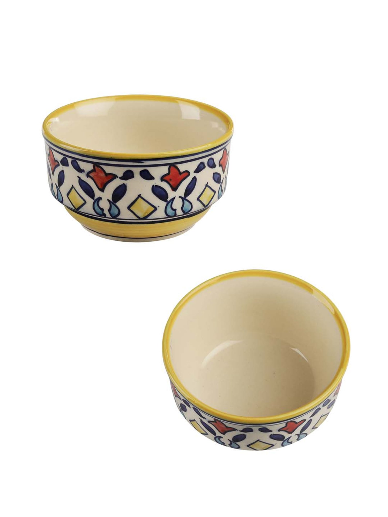 VarEesha Rangriti Yellow Ceramic Soup Bowls (250 ml) - Set of 4