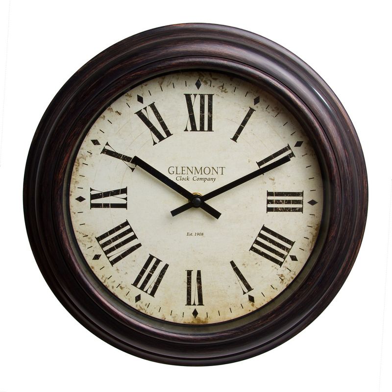 12" Traditional Bronze Roman Numeral Wall Clock Bronze - Patton Wall Decor