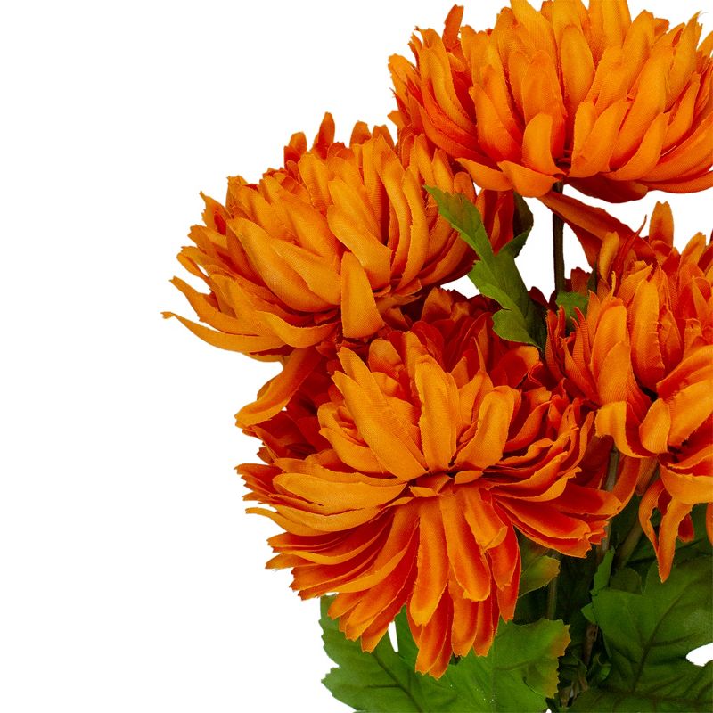 Darice 20.5" Orange and Green Bush Mum Ball Artificial Thanksgiving Spray