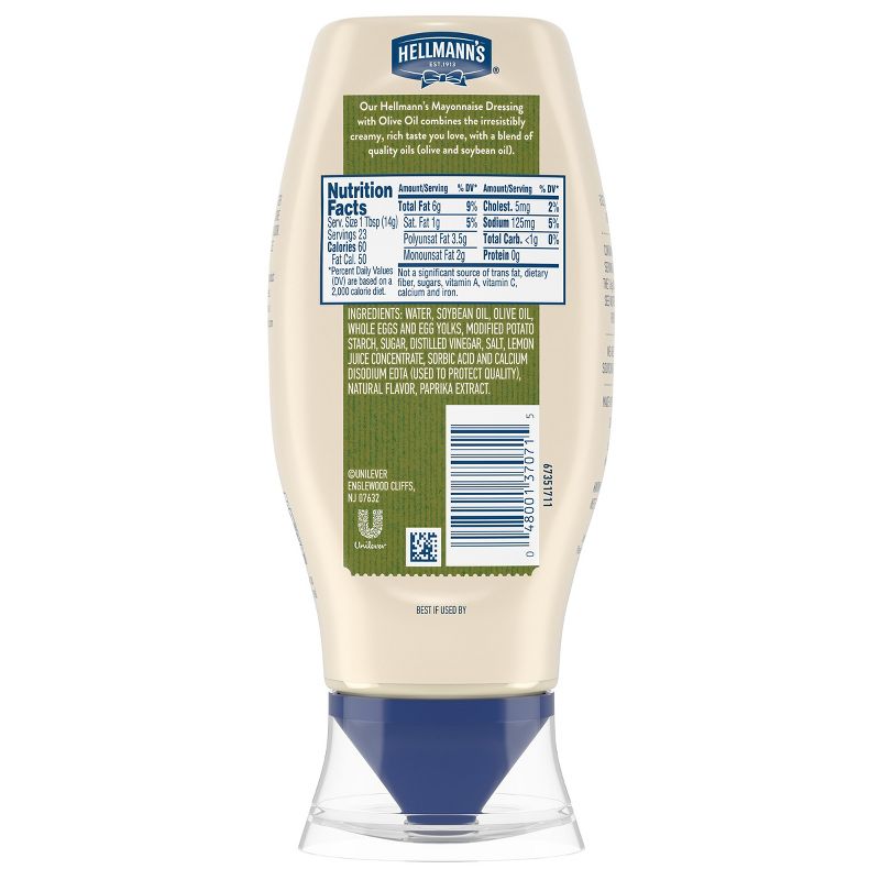 Hellmann's Mayonnaise Dressing with Olive Oil Squeeze - 11.5oz