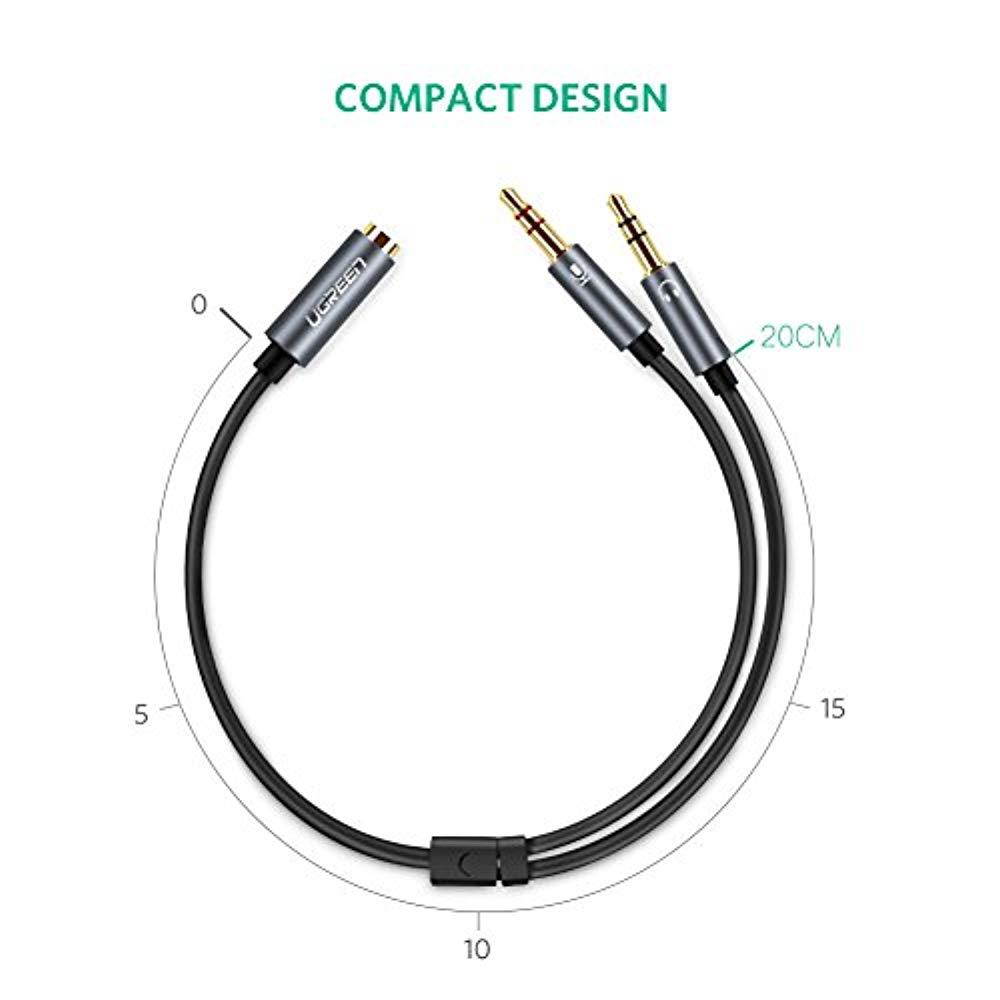 Headphone Splitter for Computer 3.5mm Female to 2 Dual 3.5mm Male Headphone Mic Audio Y Splitter Cable Smartphone Headset to PC Adapter (Black)