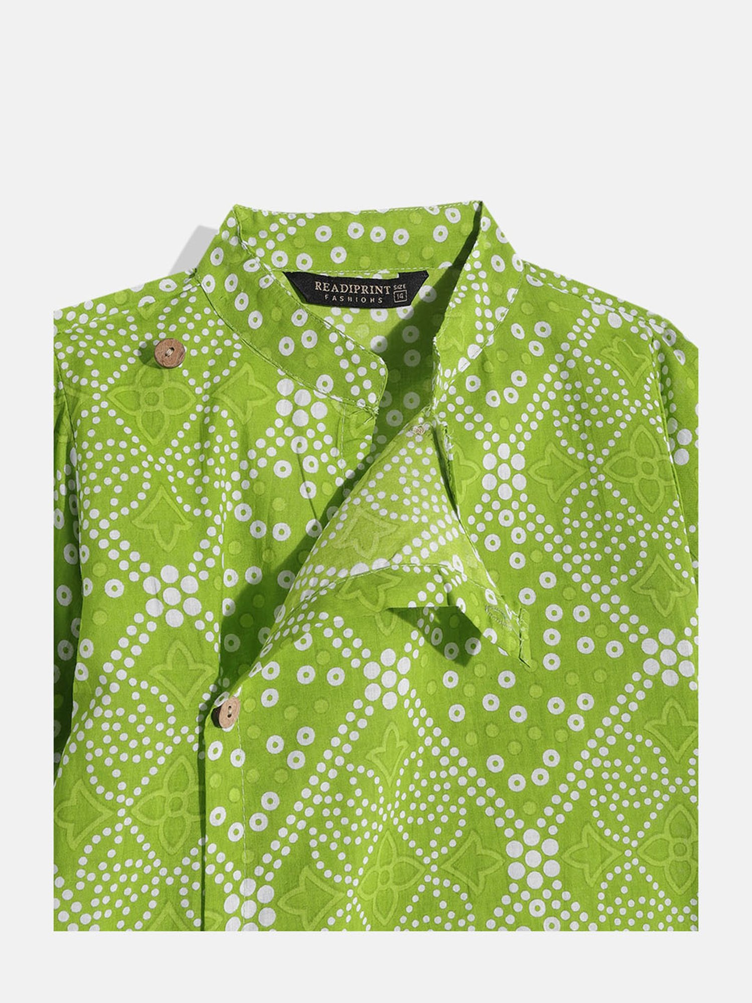 READIPRINT FASHIONS Kids Green & White Printed Full Sleeves Kurta With Pyjamas