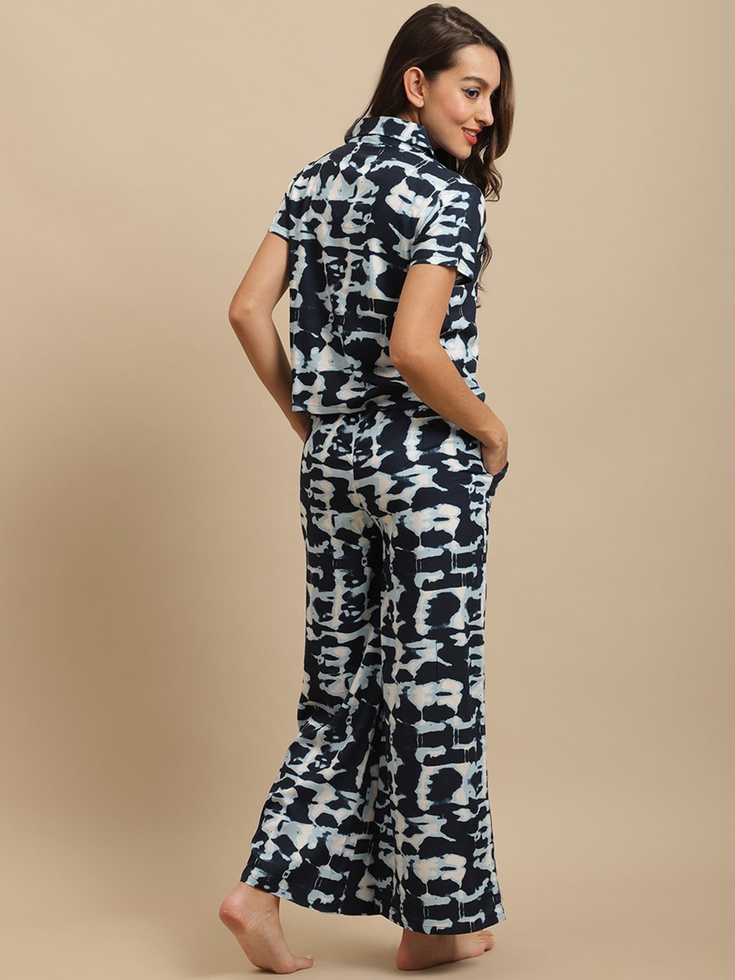 Boston Club Navy Tie & Dye Shirt Pyjama Set