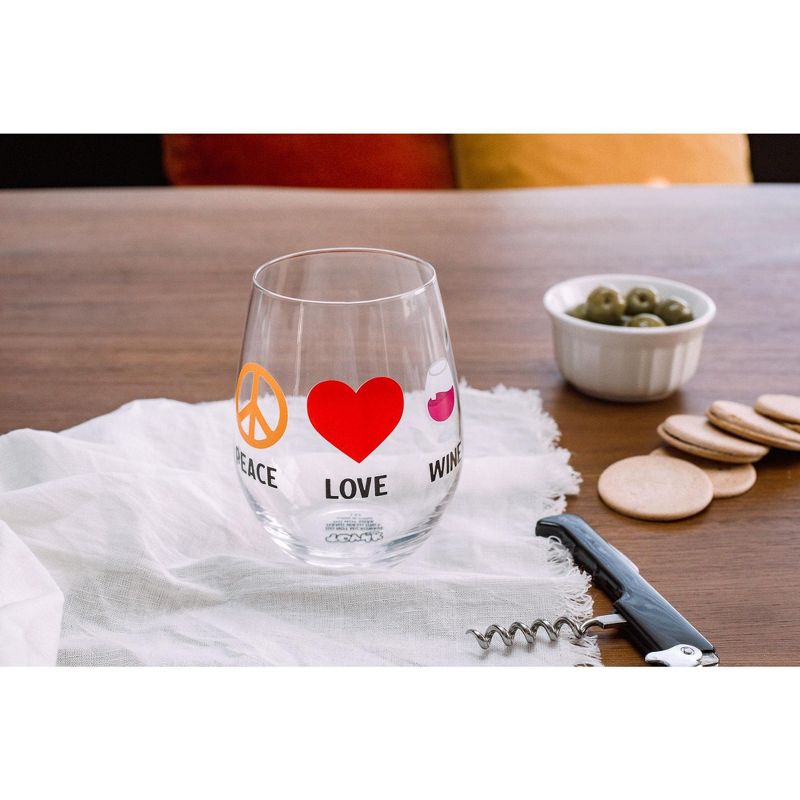 Toynk "Peace Love Wine" Oversized Stemless Wine Glass | Holds 20 Ounces