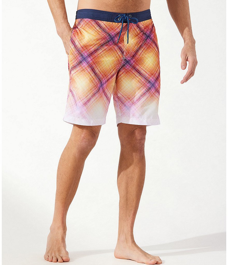 Tommy Bahama Baja Fadeaway Plaid 9#double; Inseam Board Shorts