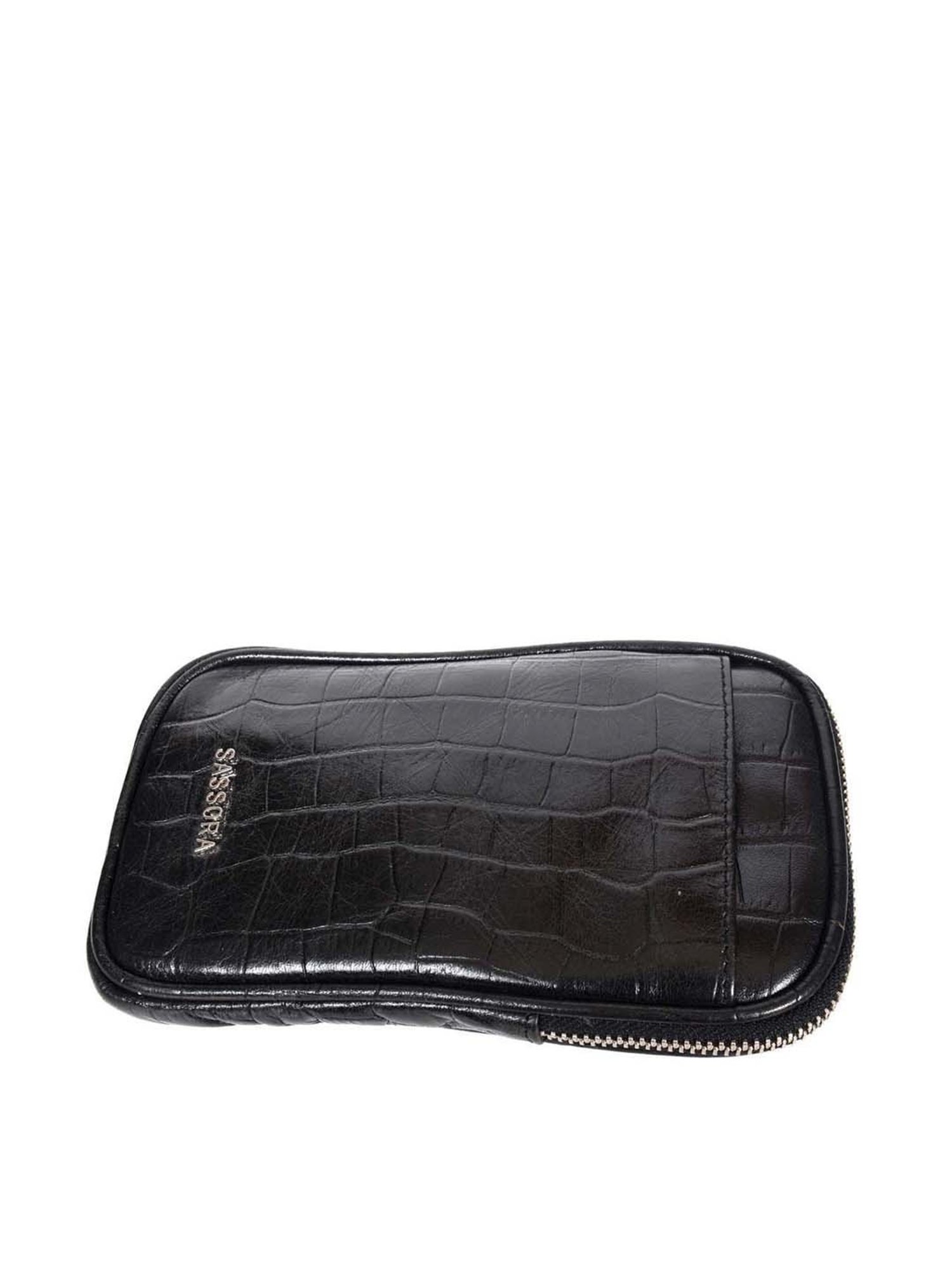 SASSORA Black Textured Mobile Pouch