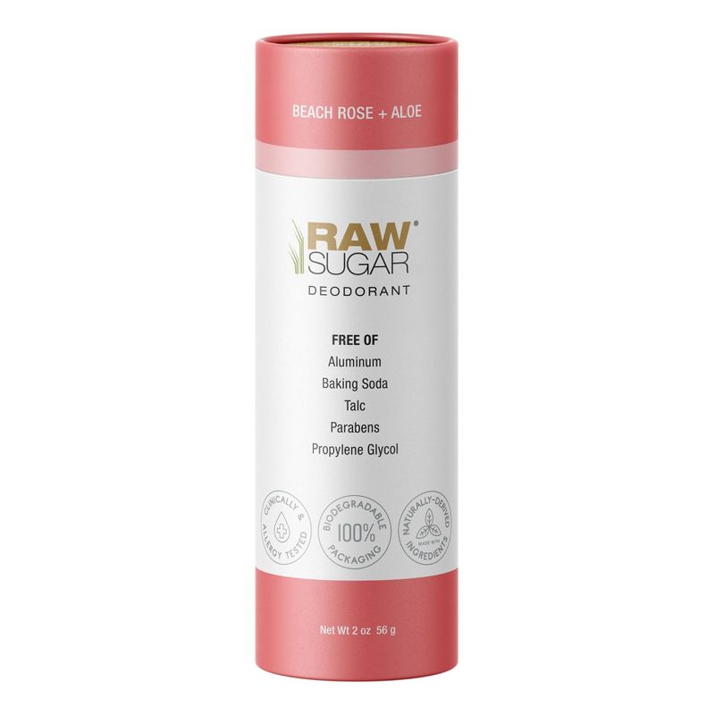 Raw Sugar Deodorant Beach Rose + Aloe - 2 oz