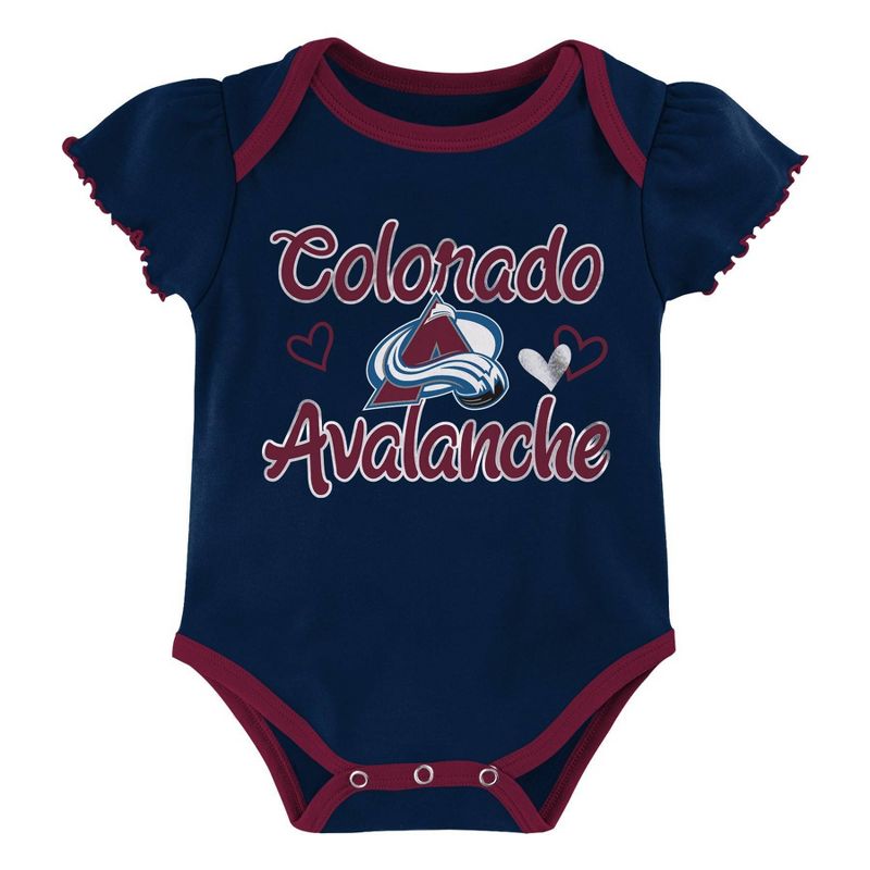 NHL Colorado Avalanche Girls' Winning Goal Bodysuit Set 3pk - 12M