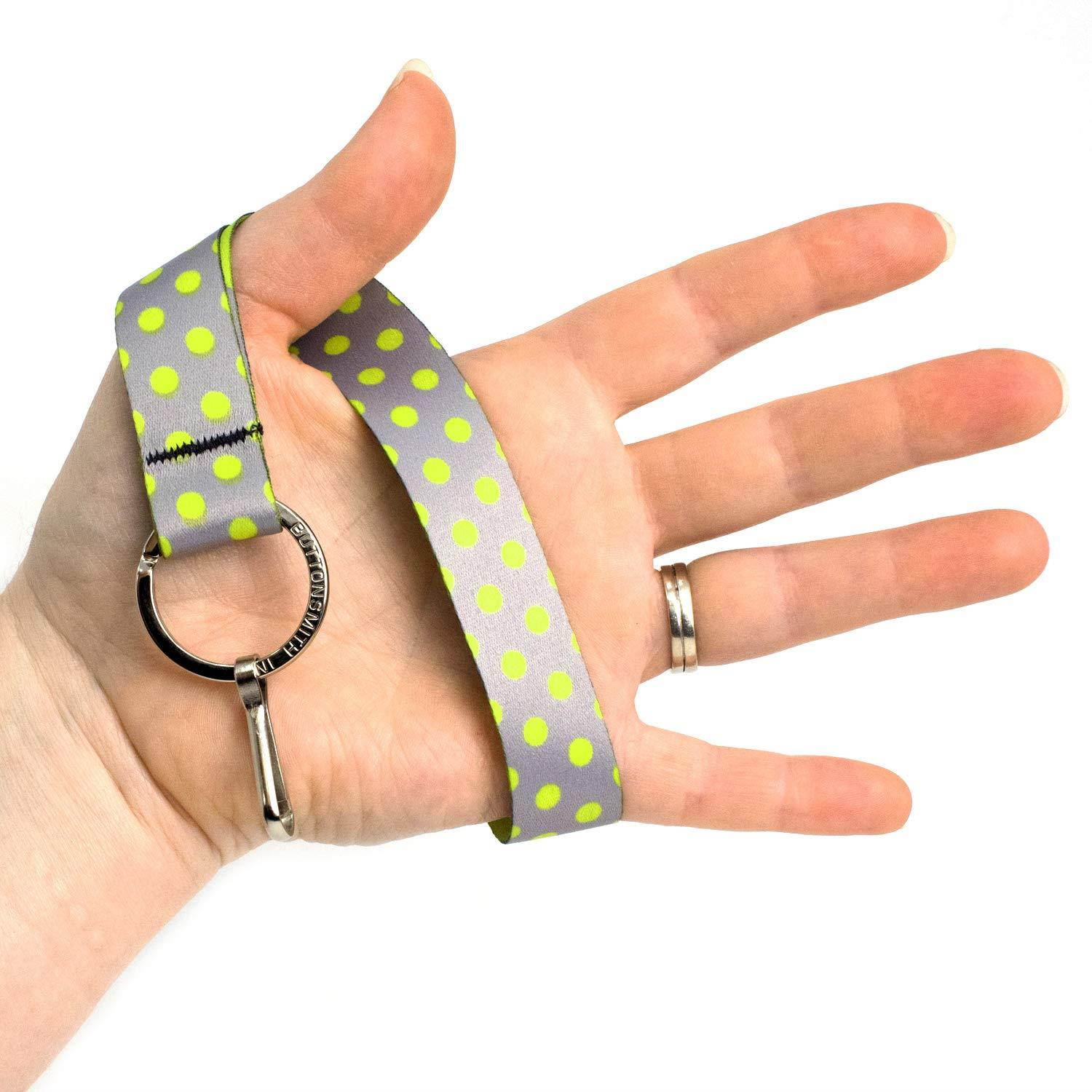 Buttonsmith Pewter and Lime Dots Premium Wristlet - Made in USA