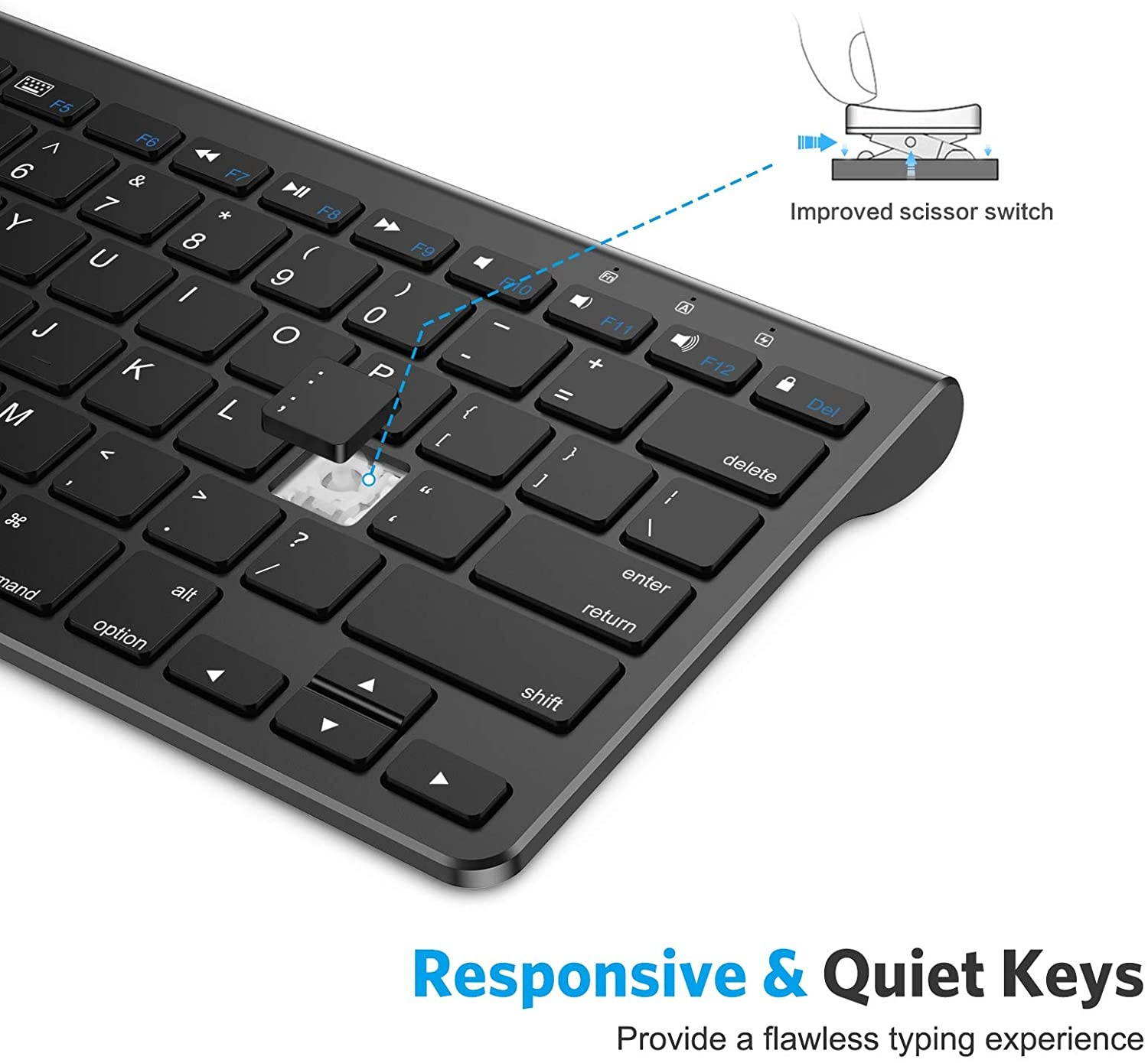 OMOTON Keyboard Compatible with iPad(Sliding Stand), Wireless Bluetooth Keyboard for iPad Air 4, iPad 10.2(8th/ 7th Gen), and More[Stand NOT for iPad Pro 12.9], Black