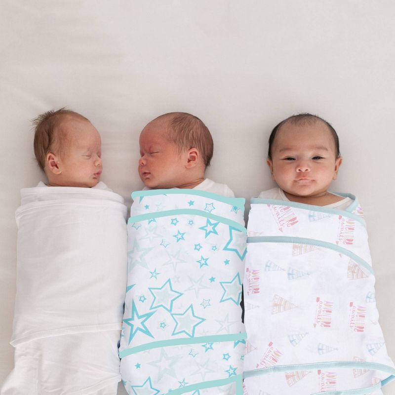 Miracle Blanket Swaddle Wrap Stars Aqua