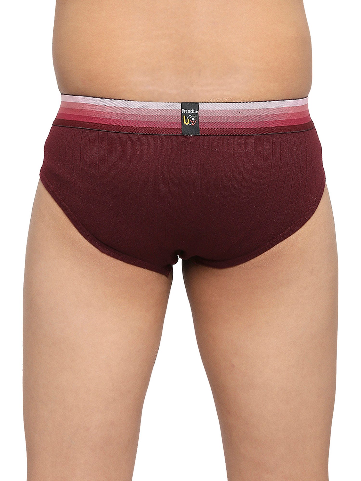 Frenchie Kids Black & Wine Solid Briefs (Pack Of 2)