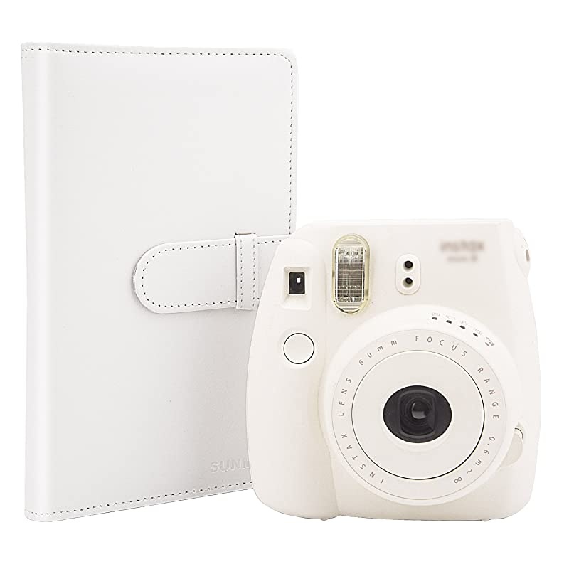 Wallet PU Leather Photo Album Compatible with Fujifilm Instax Mini Instant Film (White)
