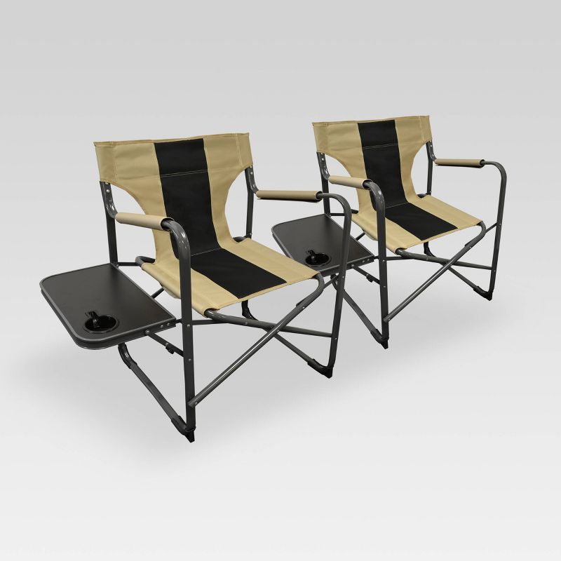 2pk Outdoor Patio Elite Director's Chair Tan/Black - Caravan