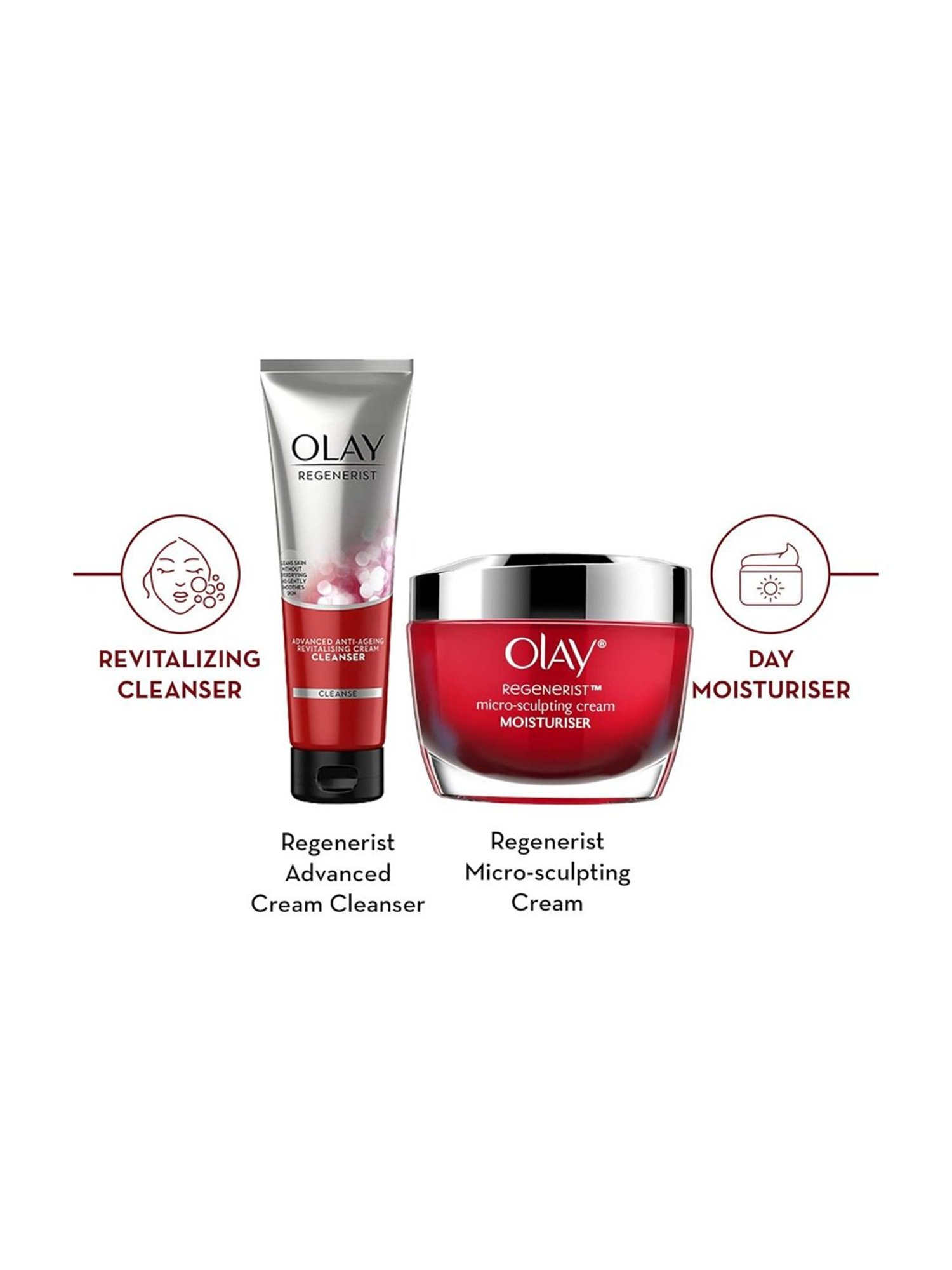 Olay Regenerist Micro-Sculpting Cream Moisturiser with Regenerist Advance Cream Cleanser Combo