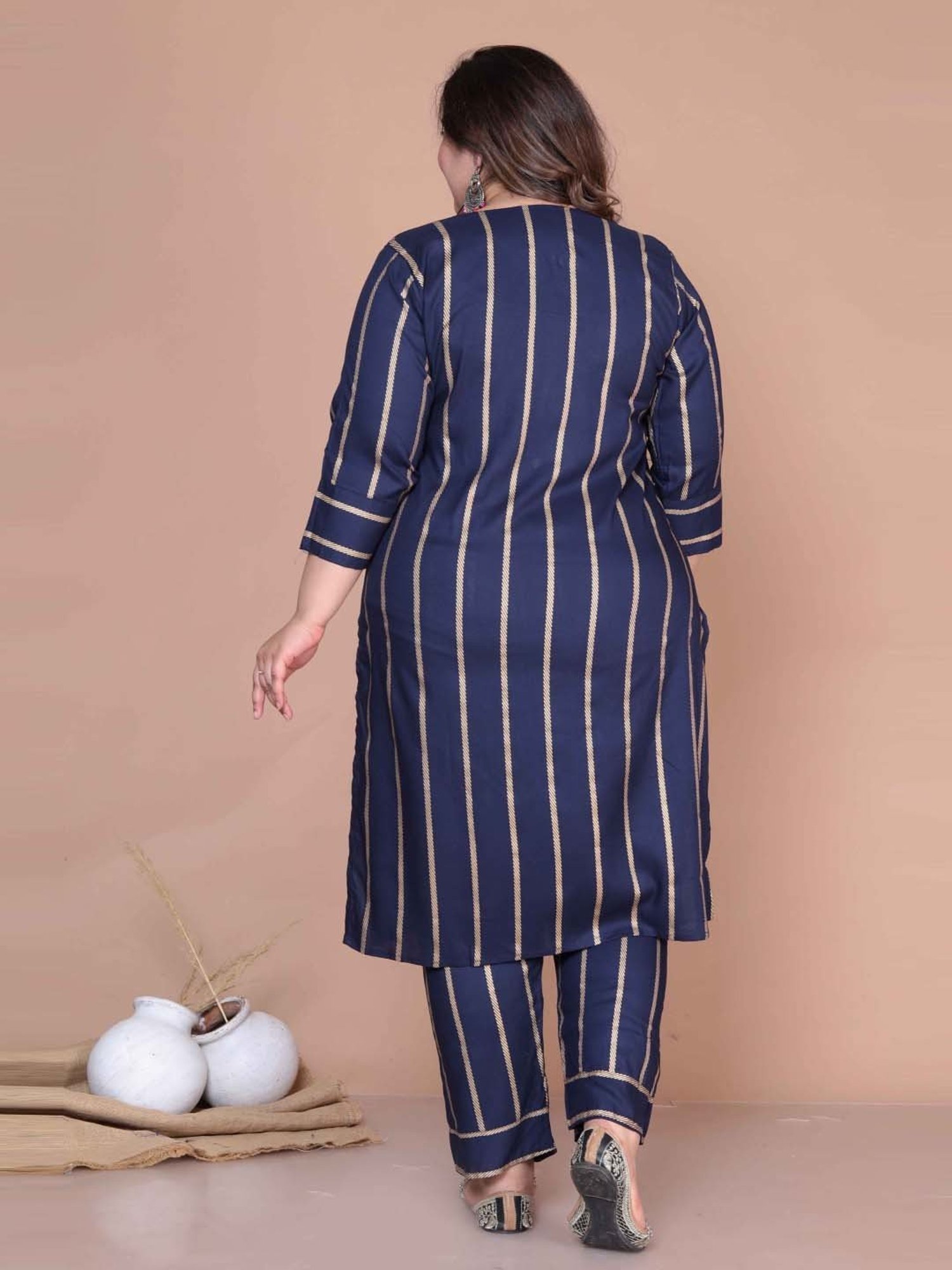 Miravan Blue Printed Kurta Pant Set