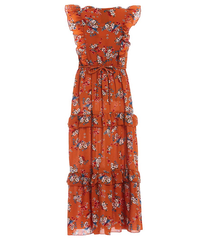 Poppies And Roses Big Girls 7-16 Cold-Shoulder Floral Maxi Dress