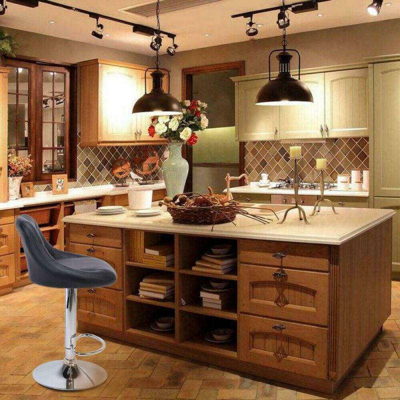 2PCS Bar Stools PU Leather Hydraulic Swivel Pub Chair Barstool Black/White