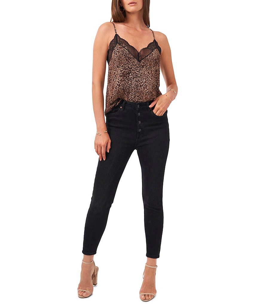 J.McLaughlin Durham Sleeveless Ruffle V-Neck Denim Blouse