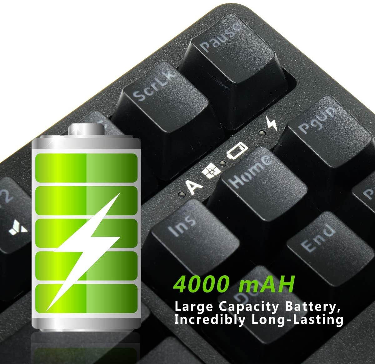 Keyboard and Mouse Combo Wireless, Velocifire KM01 87 Key Wireless Mechanical Keyboard Brown Switch, Large Capacity Rechargeable Battery Design, Ice Blue Backlit, and Wireless Mouse Combo