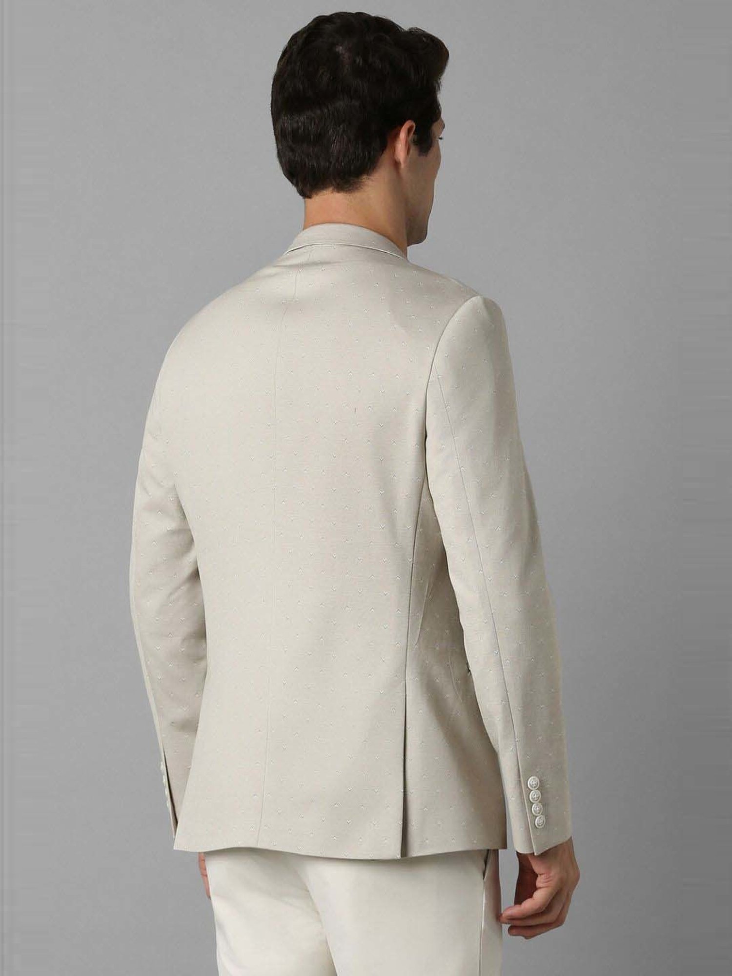 Louis Philippe Sport Beige Cotton Slim Fit Printed Blazer