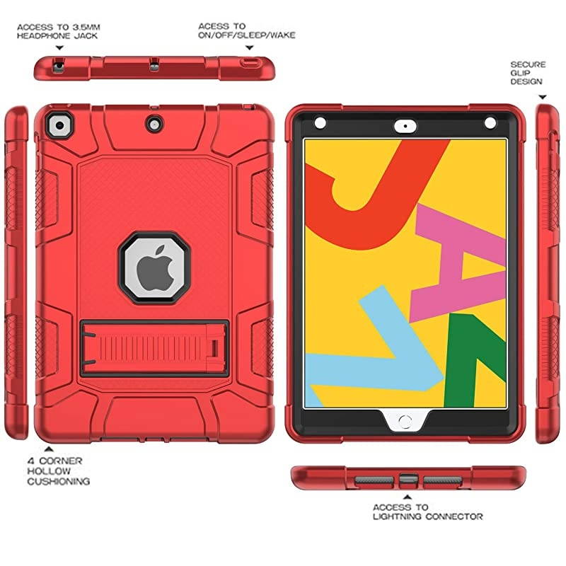 Case for iPad 8th Generation / iPad 7th Generation, Slim Heavy Duty Shockproof Rugged High Impact Protective Case for Kids with Stand for iPad 10.2 inch 2020/2019 Release,Black