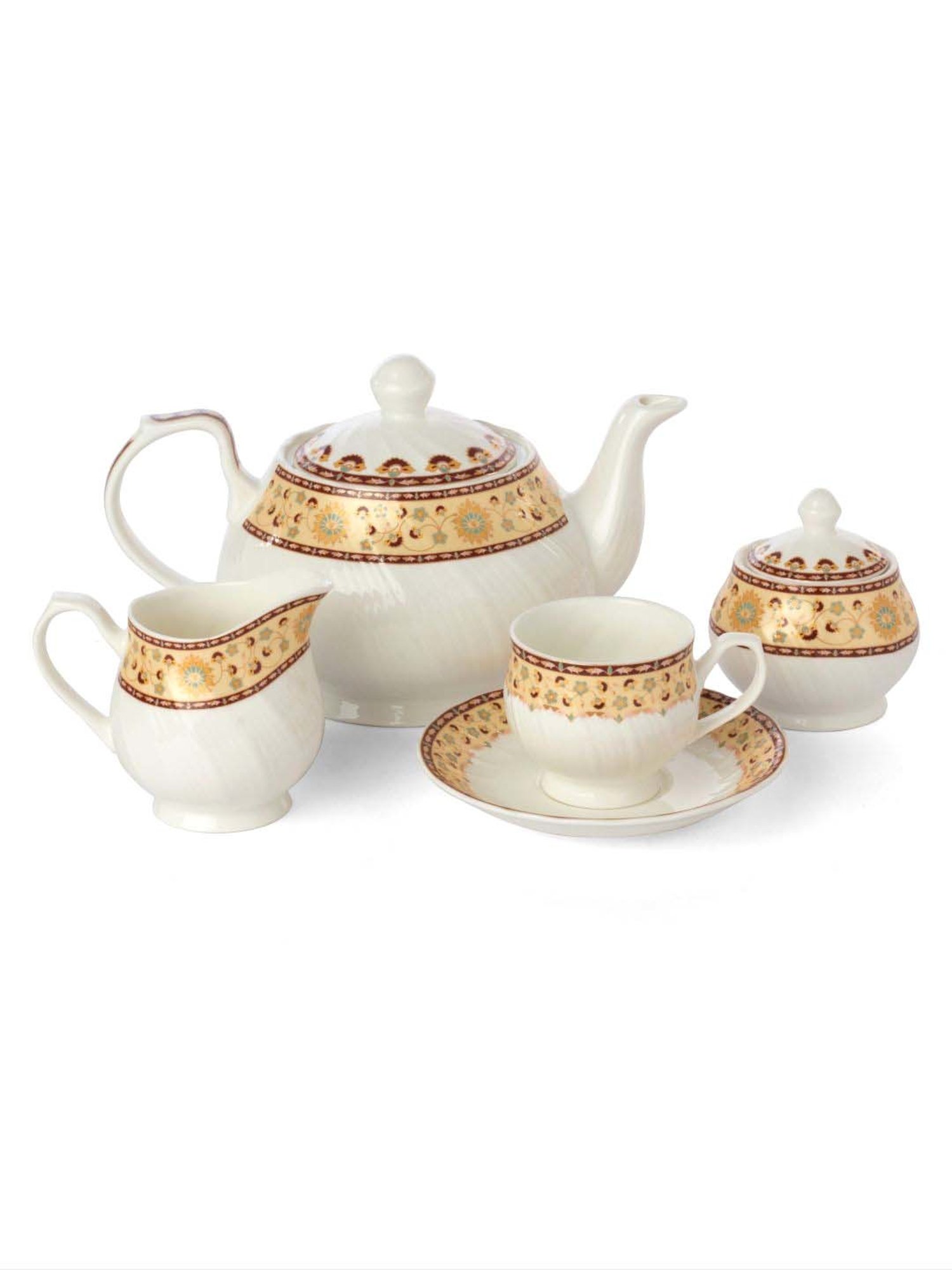 Clay Craft White & Beige Ceramic Tea Set