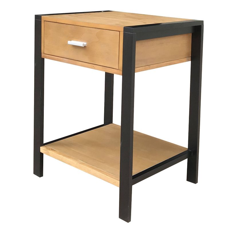 Mango and Flat Black Accent Table Wood/Black - Silverwood