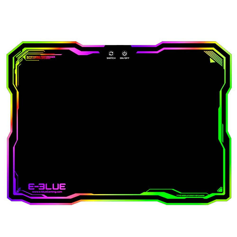 E-3LUE flashy LED Lighting Hard Gaming Mouse Pad mat,multi-colored Backlight effect with autonomous on/off,365 x 265 x 5 mm ( 14.4"x10.5"x0.2" )