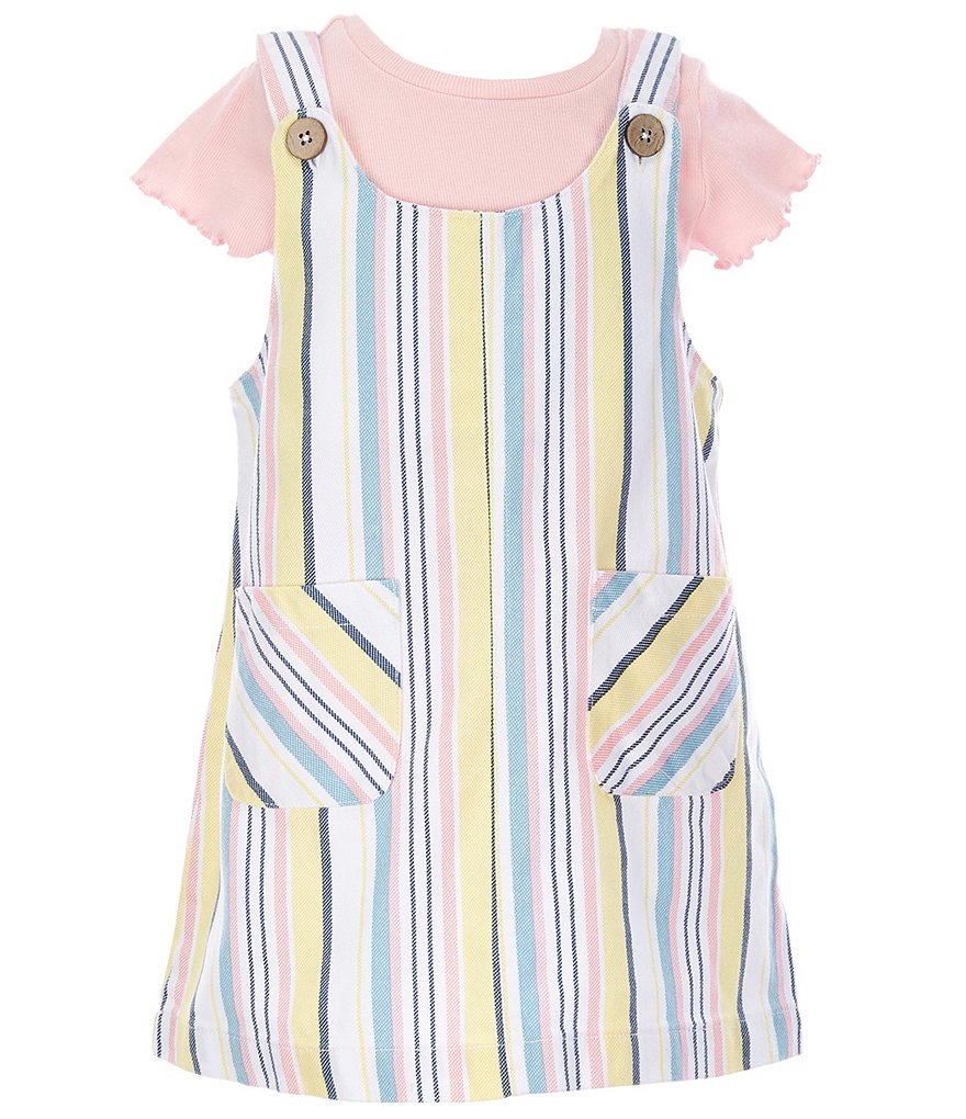 Flapdoodles Little Girls 2T-6X Short-Sleeve Tee & Rainbow Twill Jumper Set